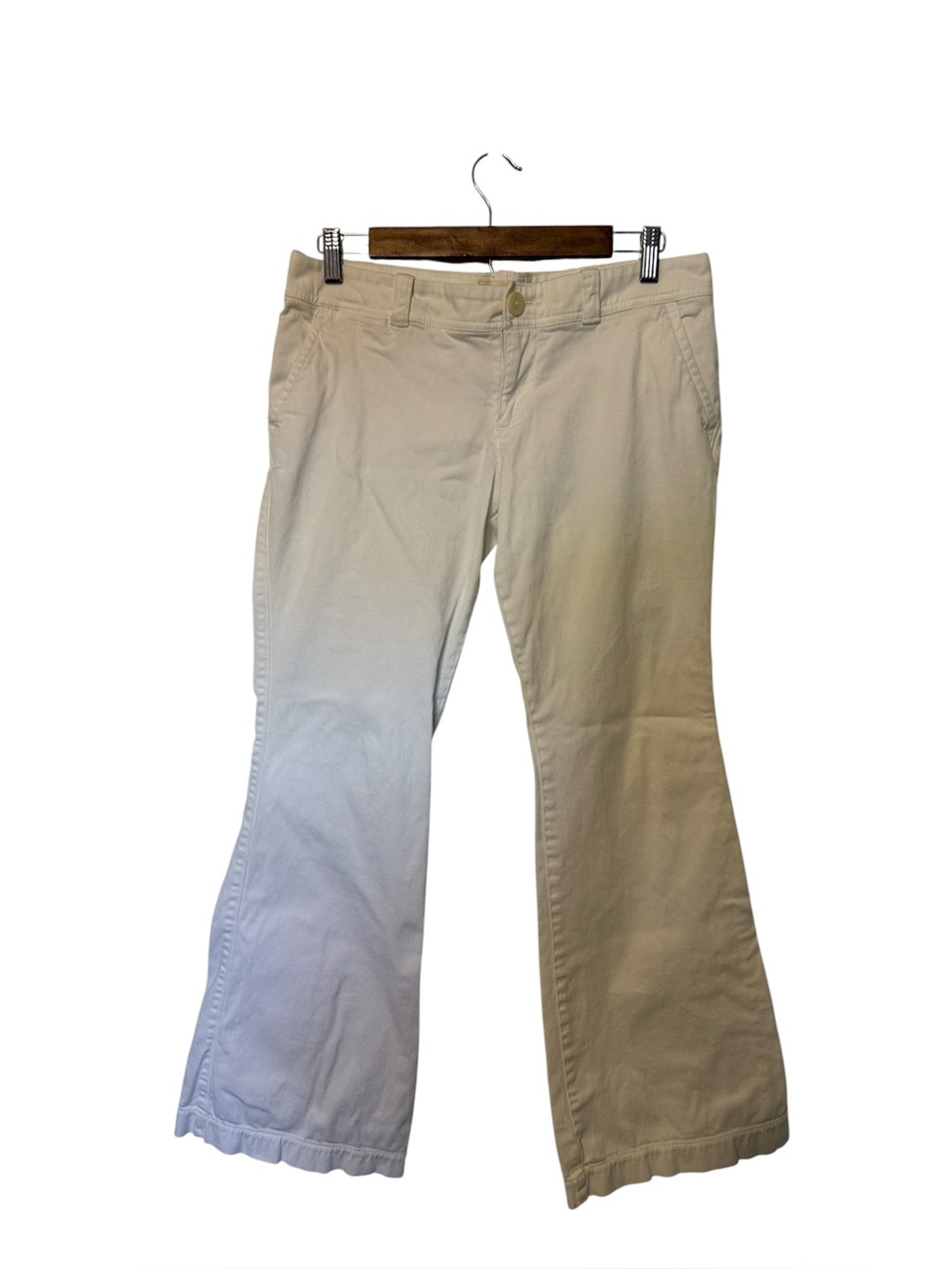 Abercrombie & Fitch Low Rise Flare Jeans White Button Pockets Y2K Stretch 8S